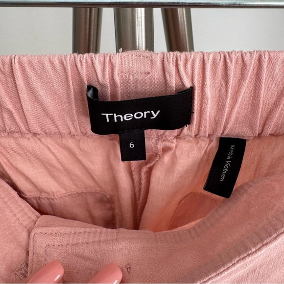Theory Fluid Pink Ballet Organic Linen Blend Pants Size 6 - Picture 6 of 7